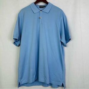 Talbots Men’s Polo Short Sleeve Waffle Knit Seaside Wash Lightweight Golf Blue
